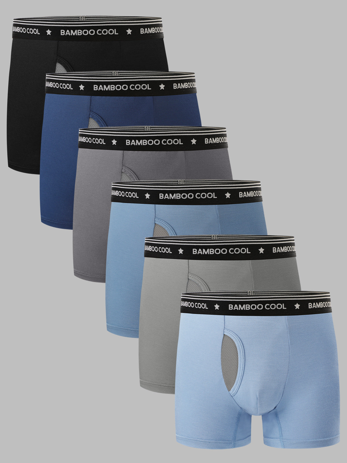 Breathable Mesh Boys’ Boxer Briefs with Fly Zone 6 Pack