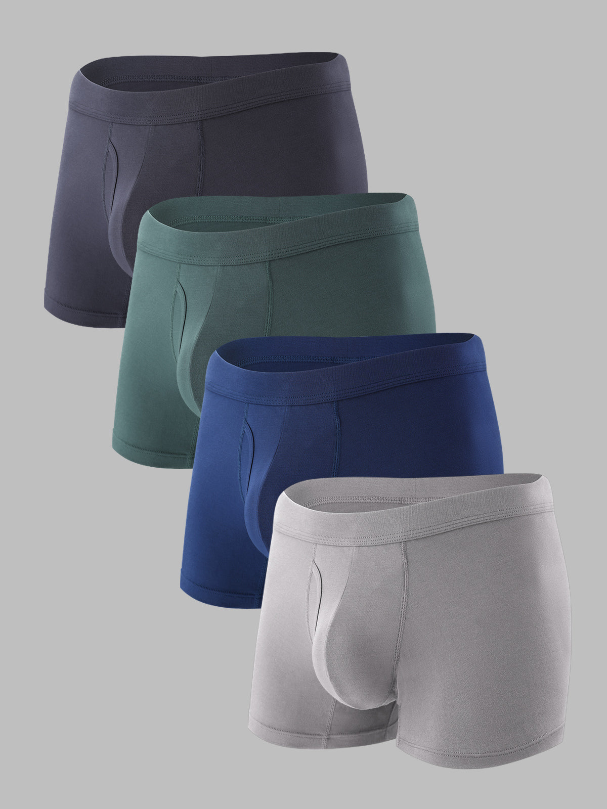 No-Ride Soft Waistband Men’s Trunks Open-Fly Support Fit 4 Pack