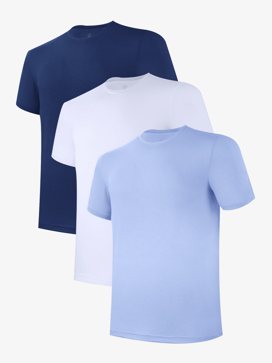 Bamboo T Shirts For Man 3 Pack White/Blue/Light Blue / XL