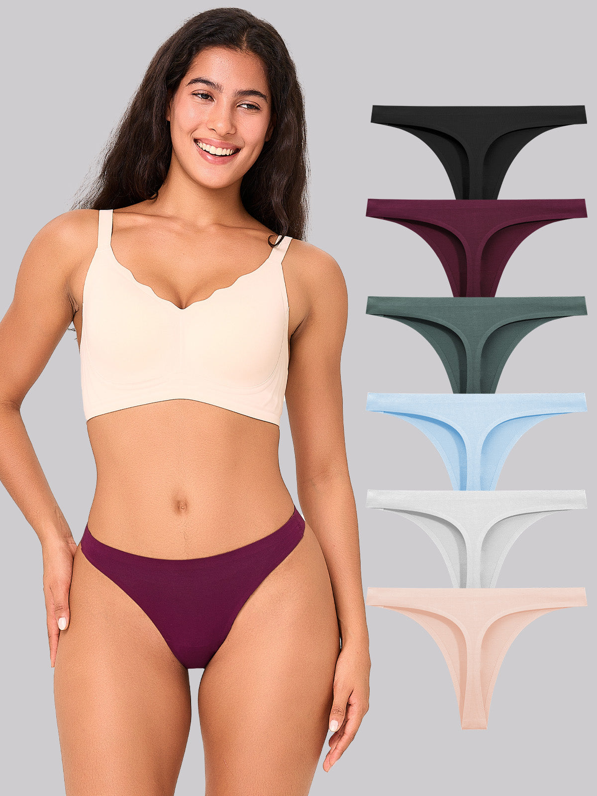 Seamless No-Show Women’s Thongs 6 Pack