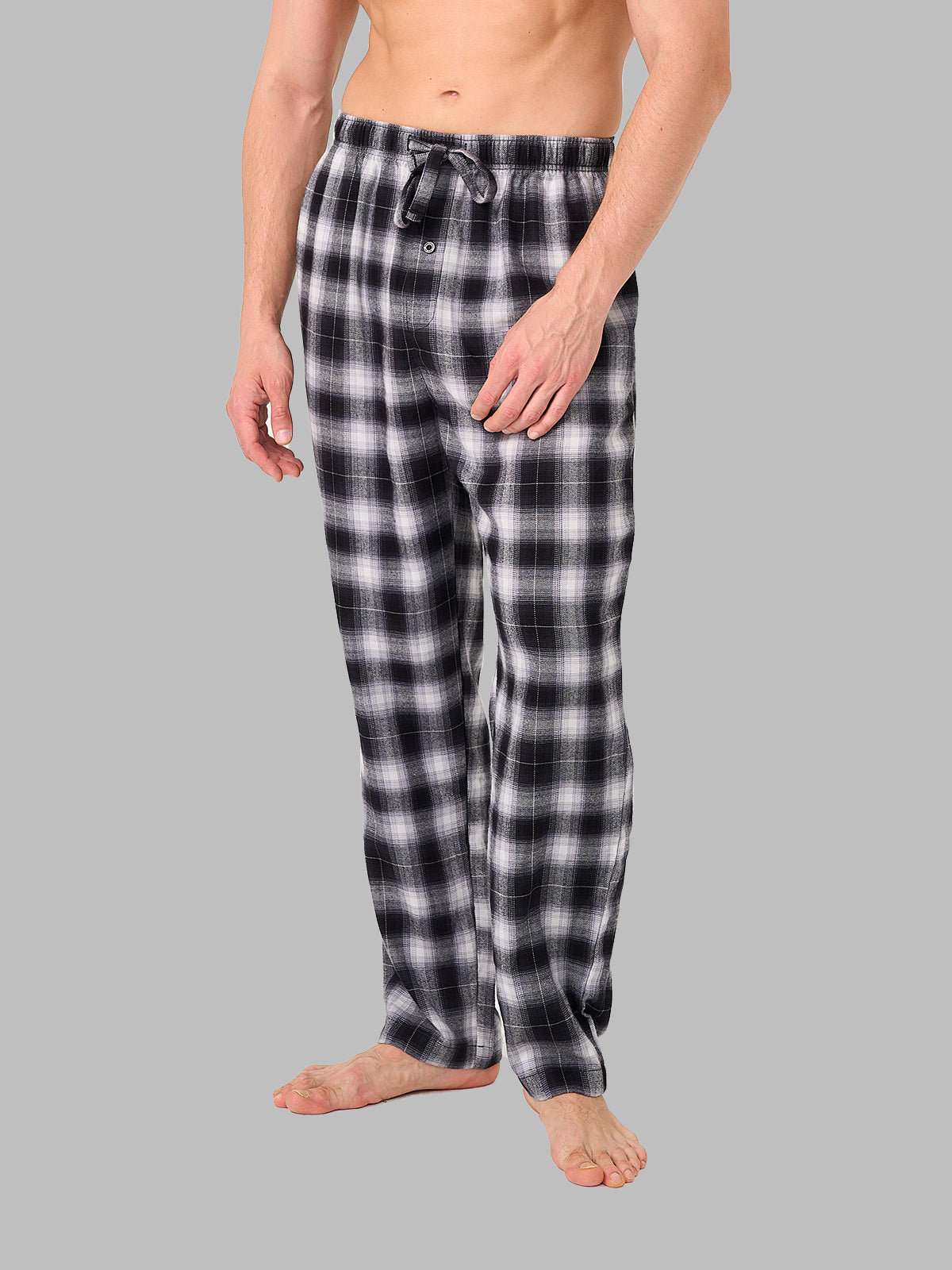 Soft Woven Men’s Pajama Pants Plaid Lounge Bottoms with Pockets