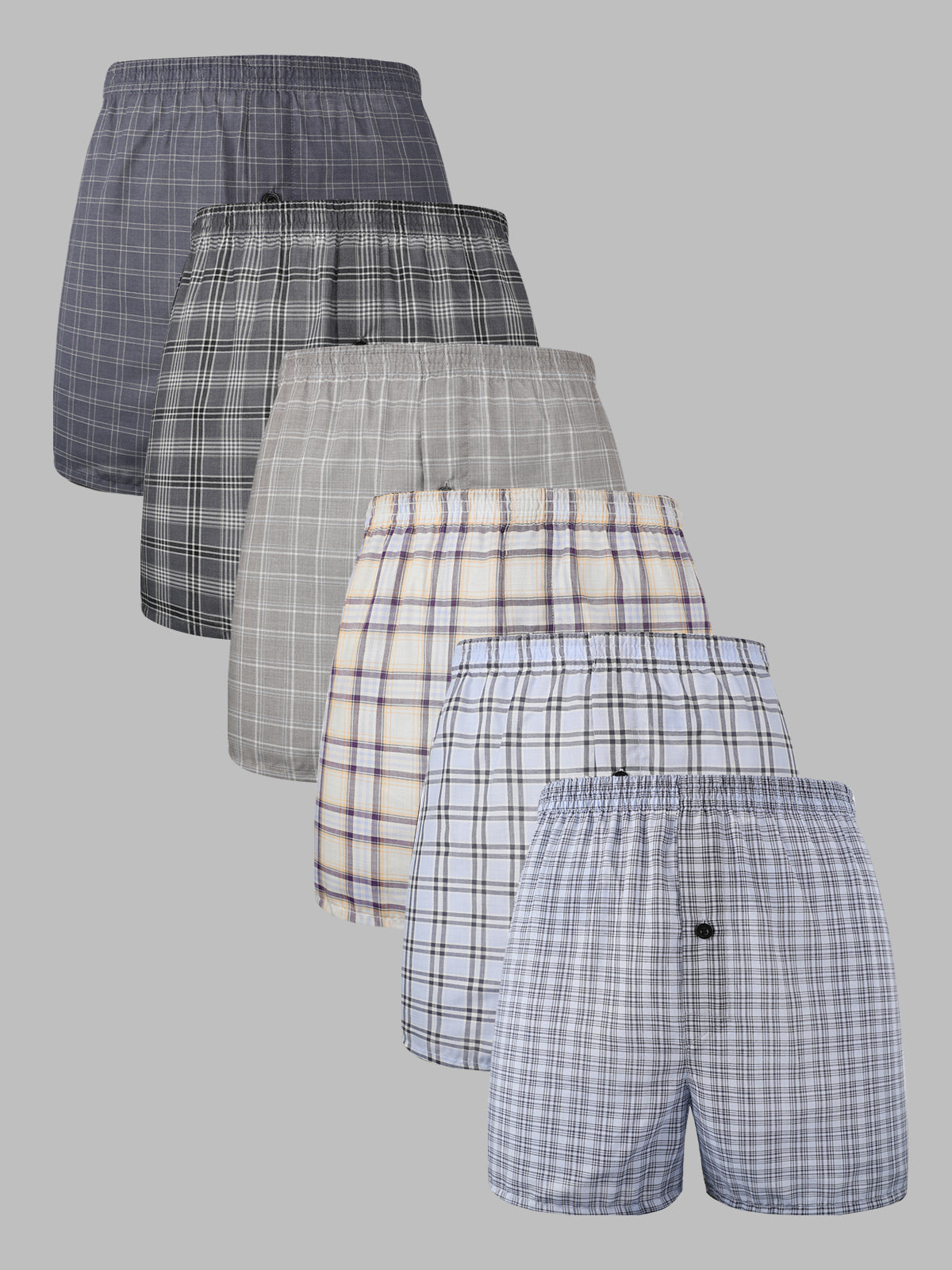 Classic Fit Men’s Woven Boxer Shorts Button Fly Multicolor 6 Pack