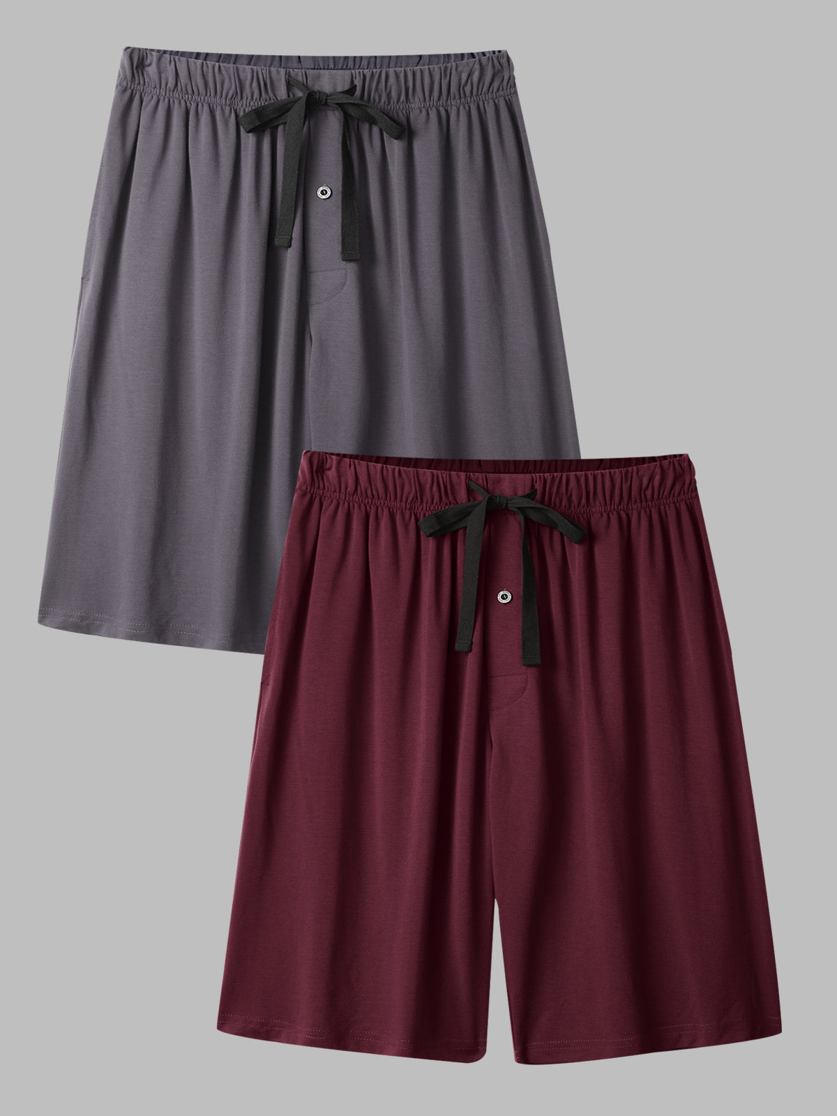 Men’s Pajama Shorts Soft Breathable Lounge Bottoms with Pockets 2 Pack