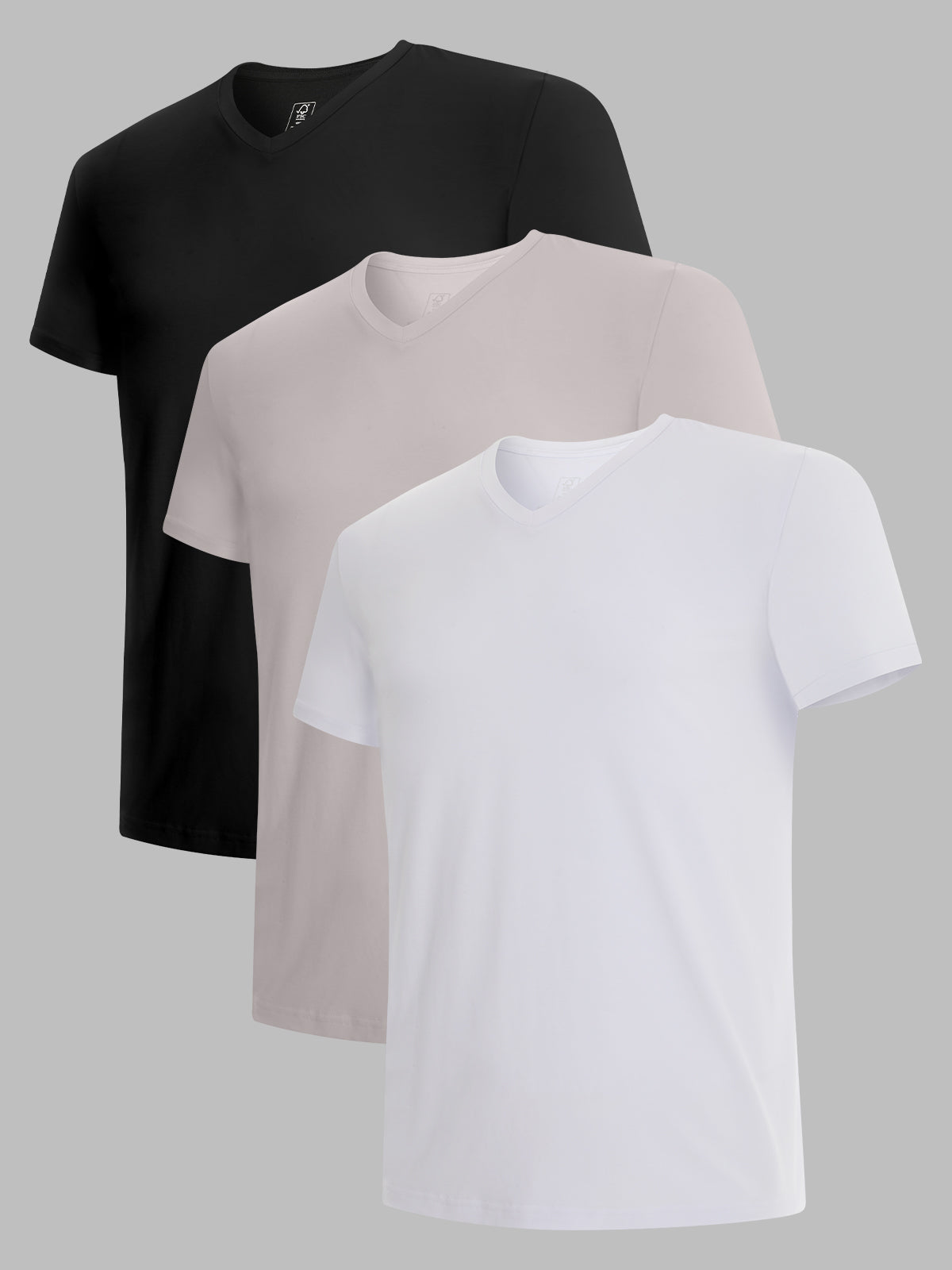 Soft Stretch V-Neck Men's Undershirts Breathable Tees 3 Pack