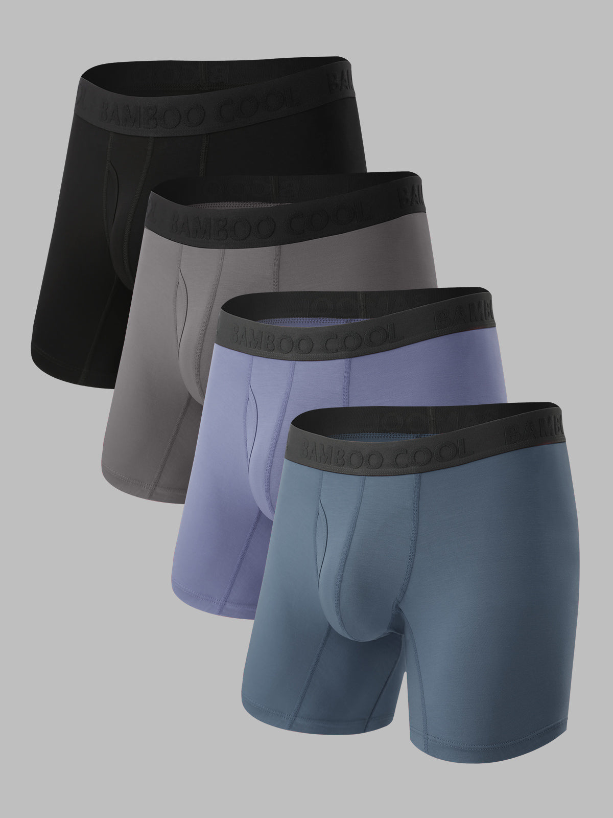 Men's Ultra Comfort Breathable No Ride Up Boxer Briefs with Fly 4 pack