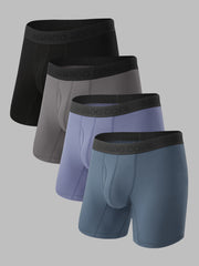 Men's Ultra Comfort Breathable No Ride Up Boxer Briefs with Fly 4 pack