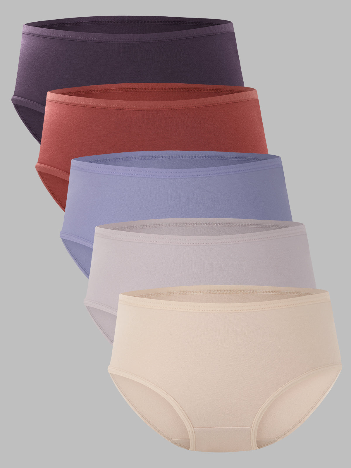 Soft Mid Waist Women's Brief Moisture Wicking Panties 5-Pack