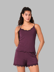 Lightweight Women’s Lace Trim Pajama Set with Shorts