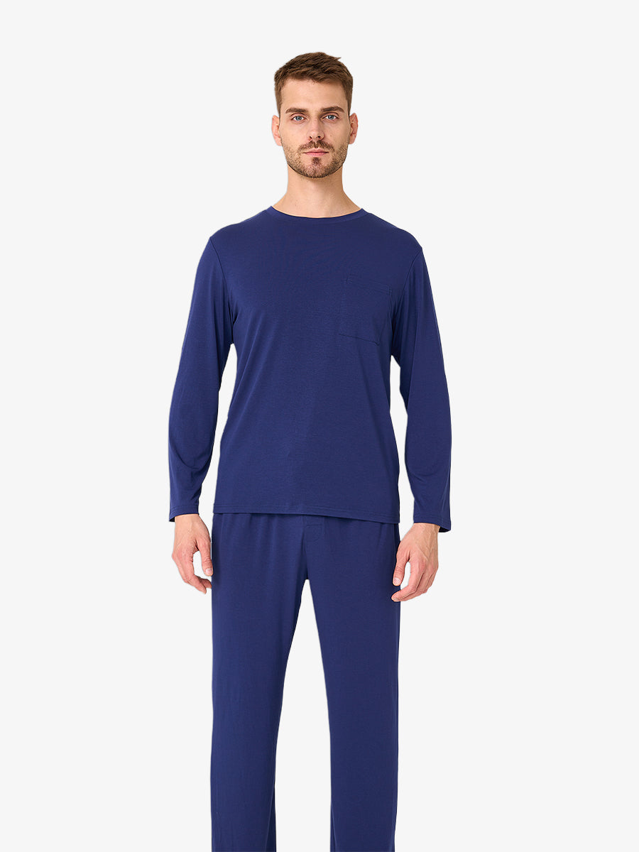 Mens Soft Pajamas Set with Pockets