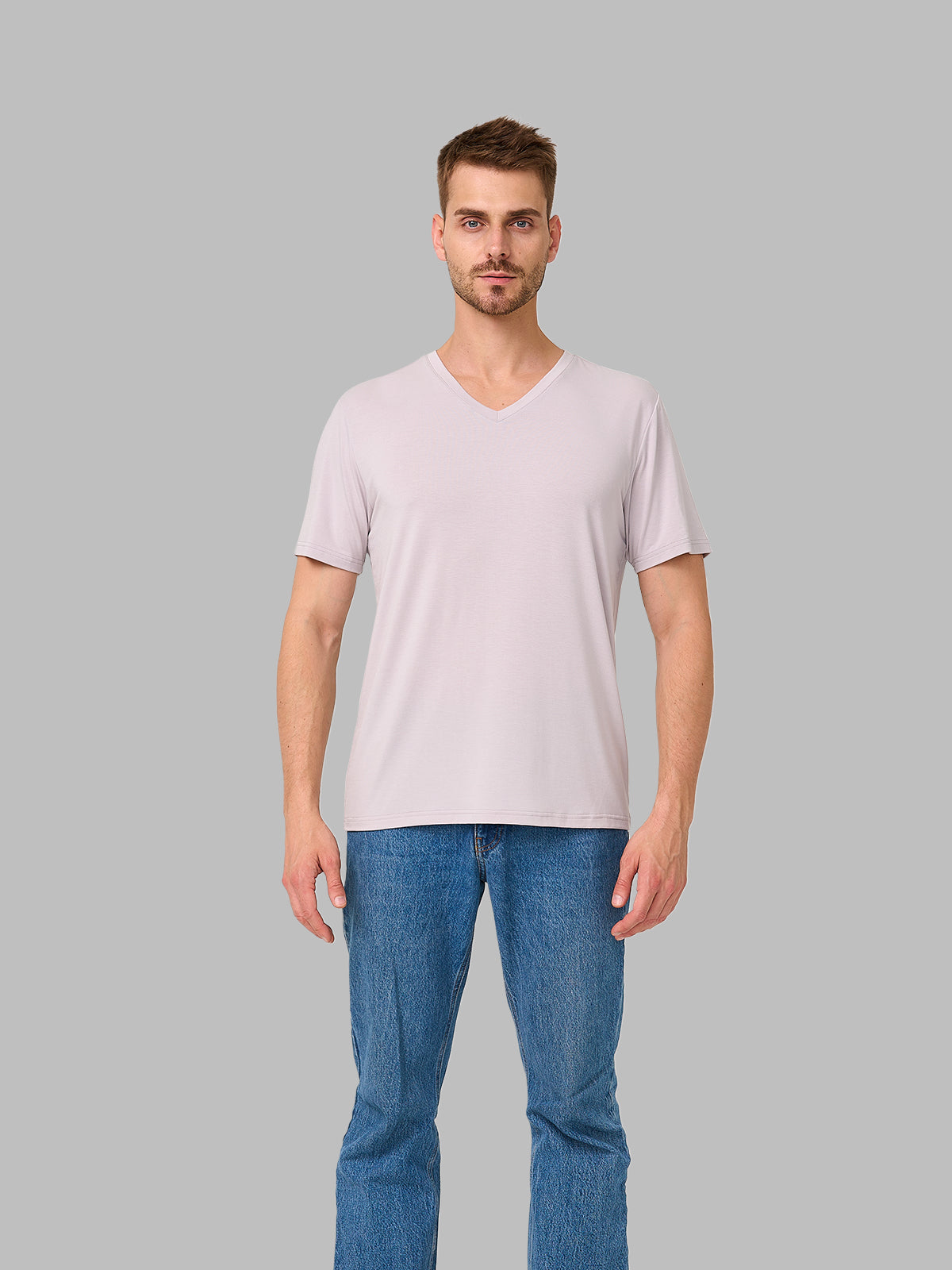 Soft Stretch V-Neck Men's Undershirts Breathable Tees 3 Pack