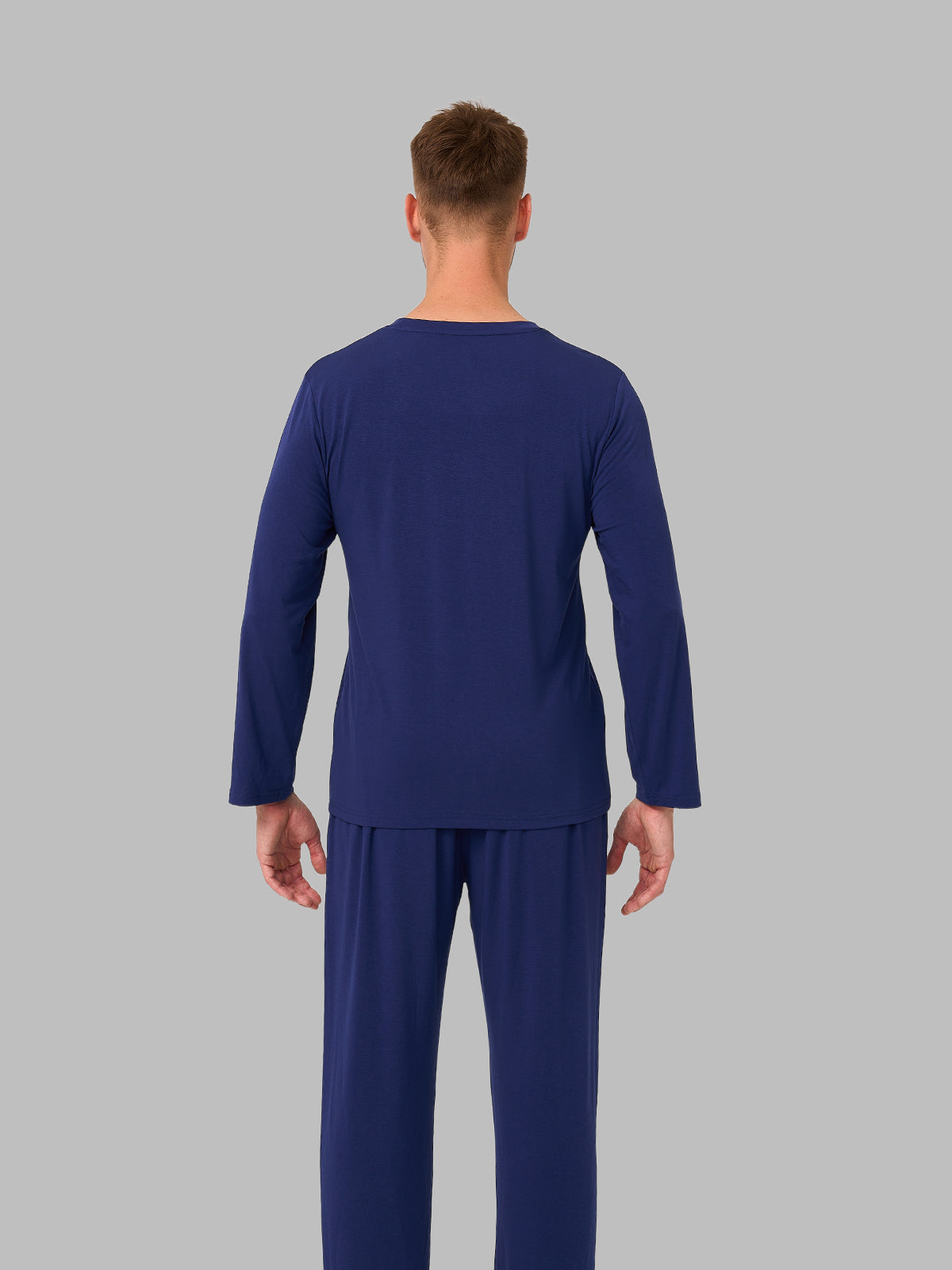 Soft Bamboo Long Sleeve Men’s Pajama Set with Pockets