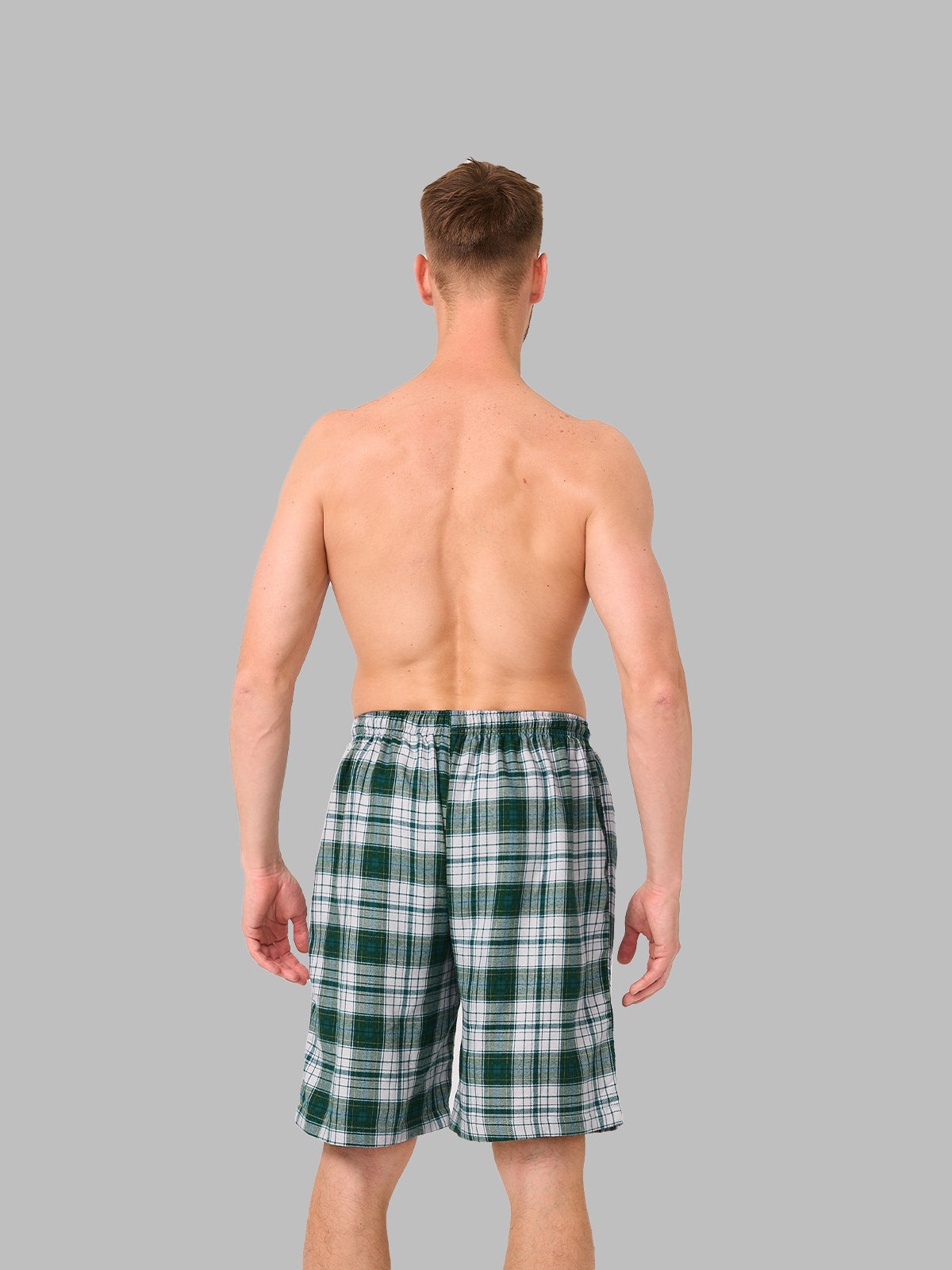 Plaid Soft Men’s Pajama Shorts Lounge Woven Bottoms with Pockets