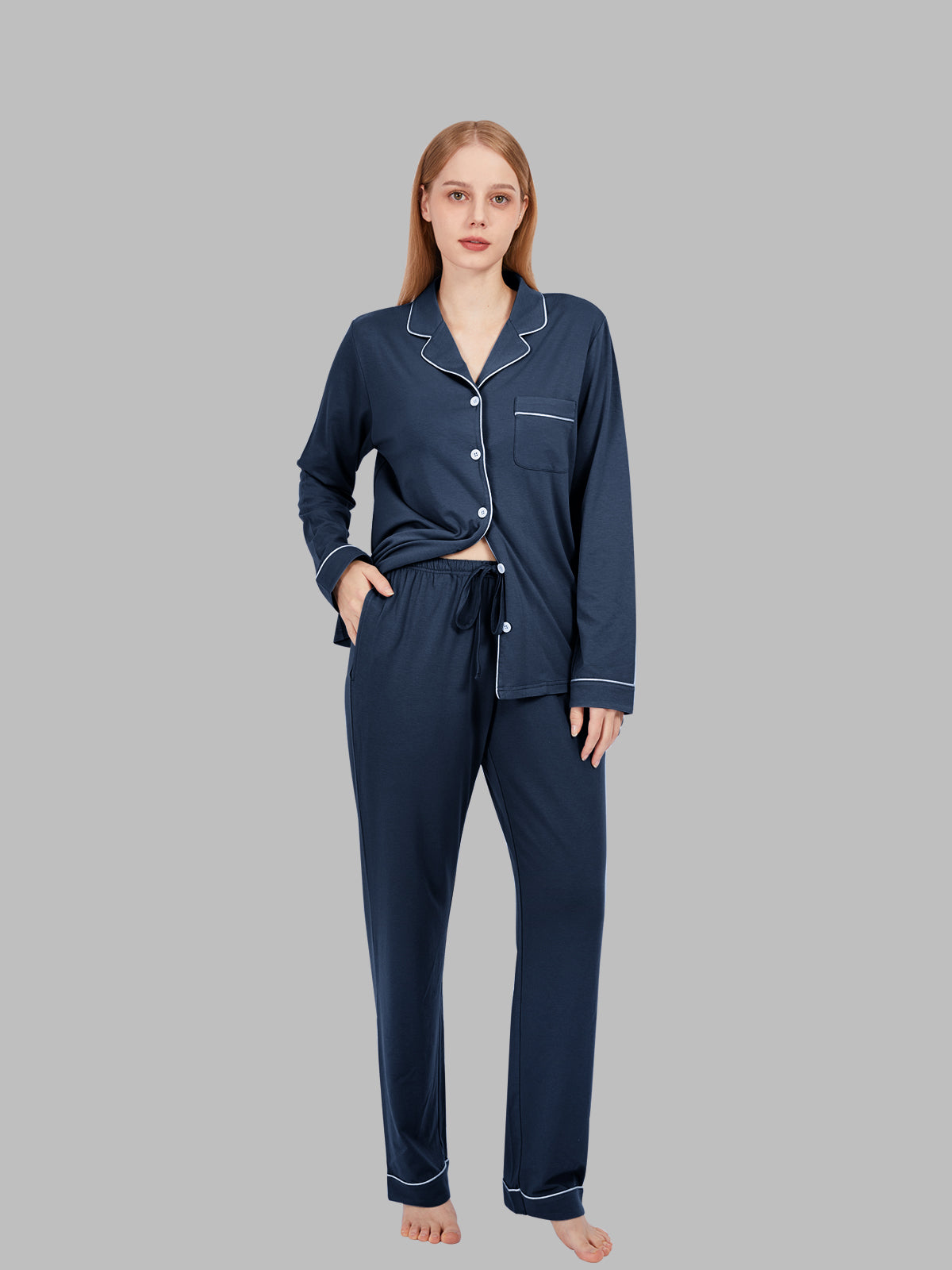 Comfy Women's Pajama Set Long Sleeve Button Down 2 Piece Lounge Set