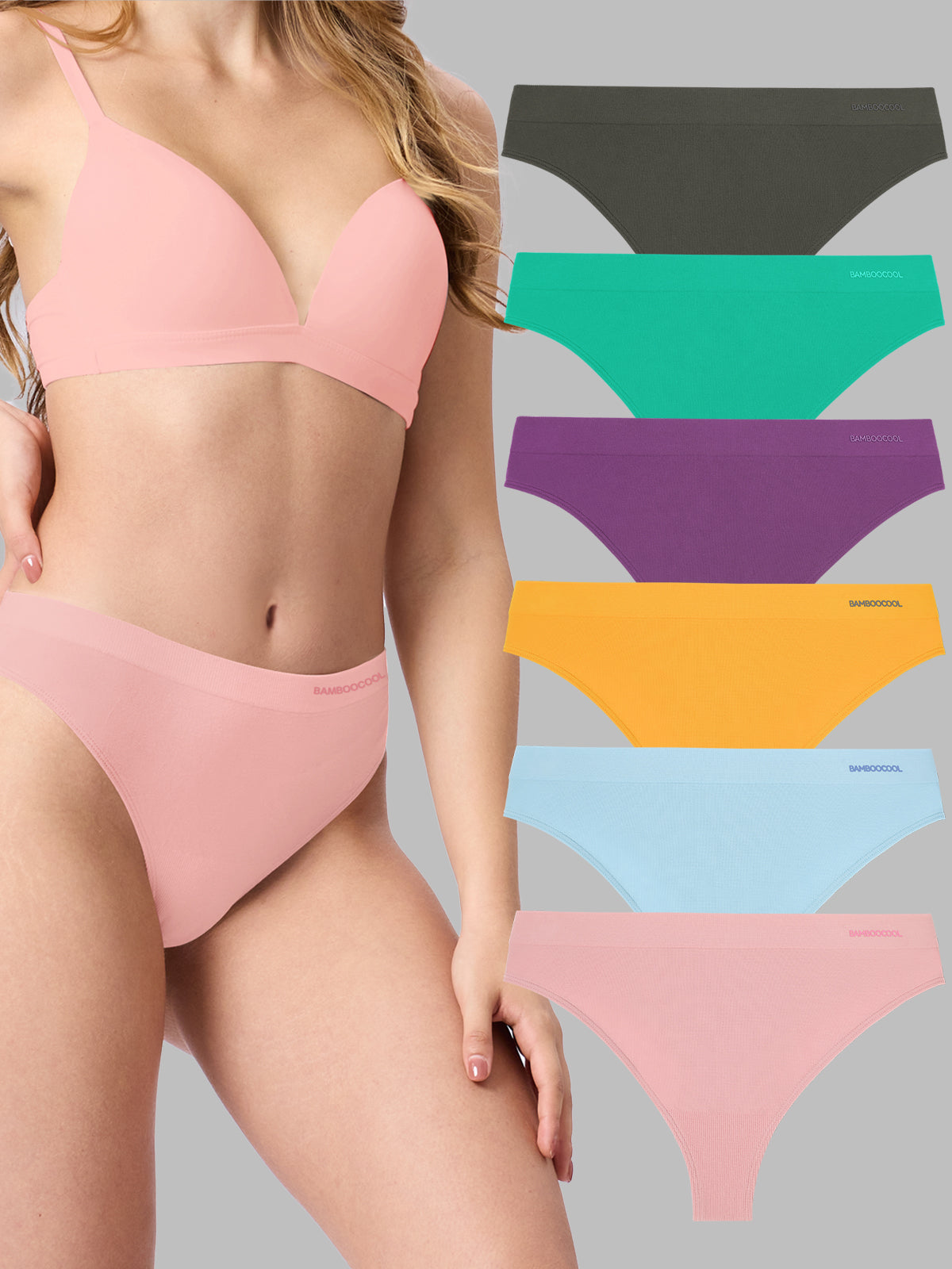 Seamless Mid-Waist Thongs 6 Pack