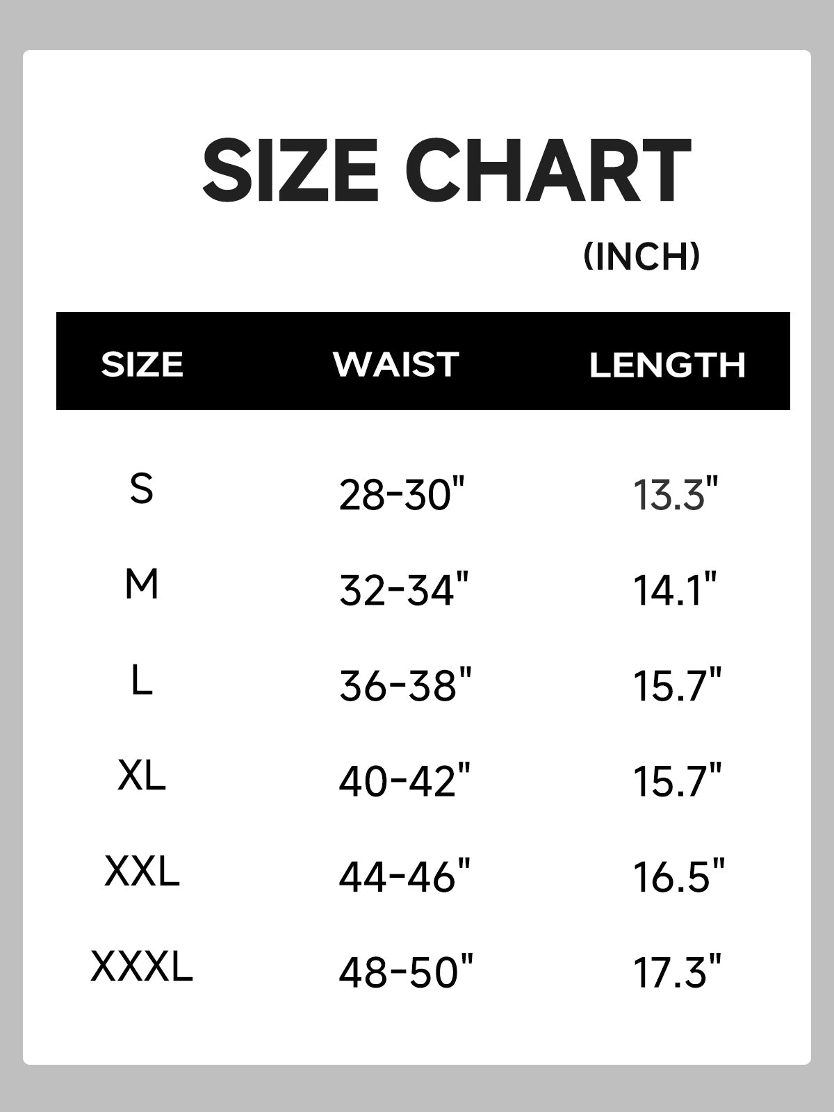 size chart