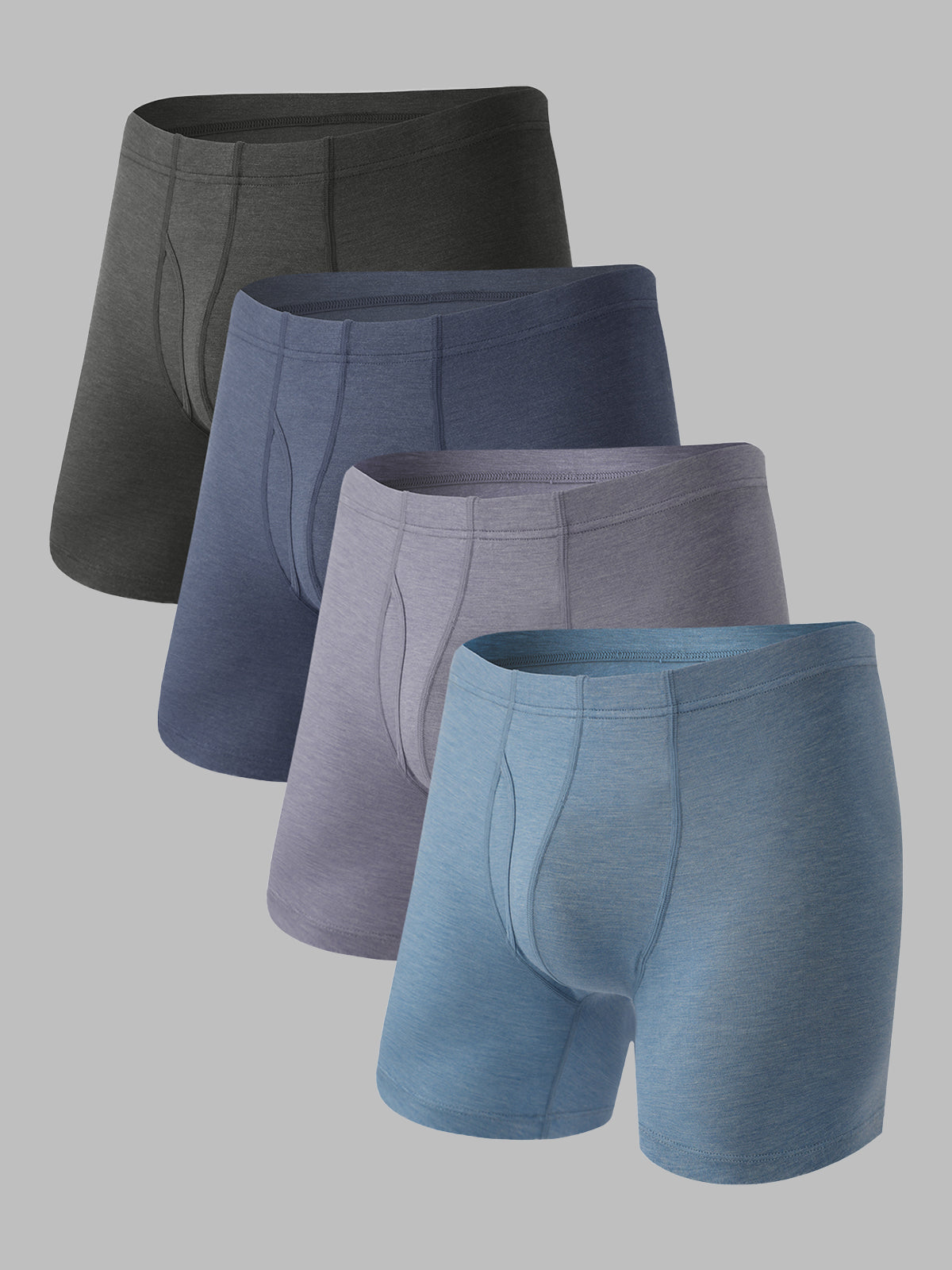 Ultra Soft Men’s Boxer Briefs Moisture-Wicking with Fly 4 Pack