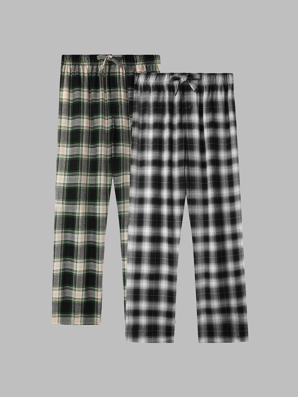 Soft Woven Men’s Pajama Pants Plaid Lounge Bottoms with Pockets
