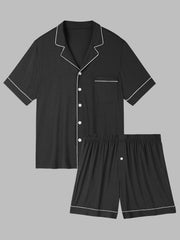 Men's Summer Cooling Pajama Set, Lightweight Loungewear with Pockets