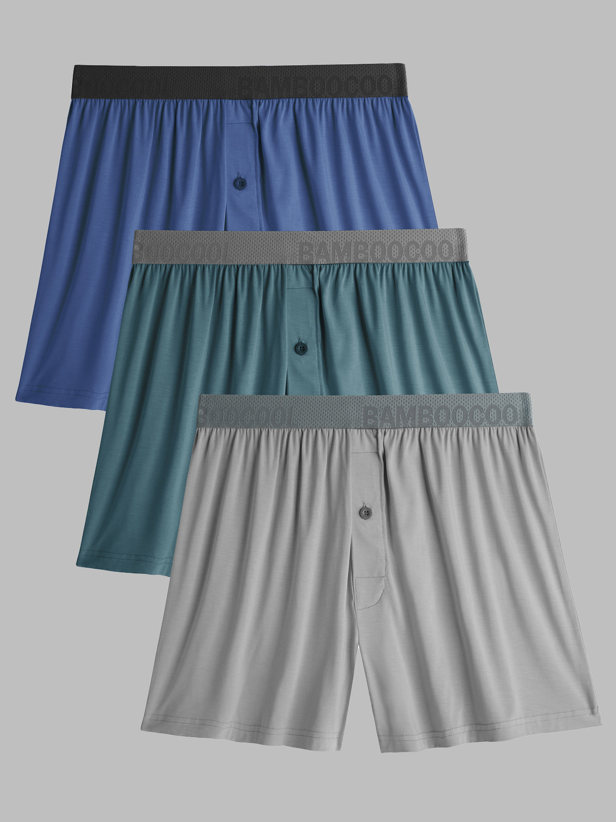 Ice Silk Cooling Men's Boxer with Button Fly Loose Fit 3 Pack