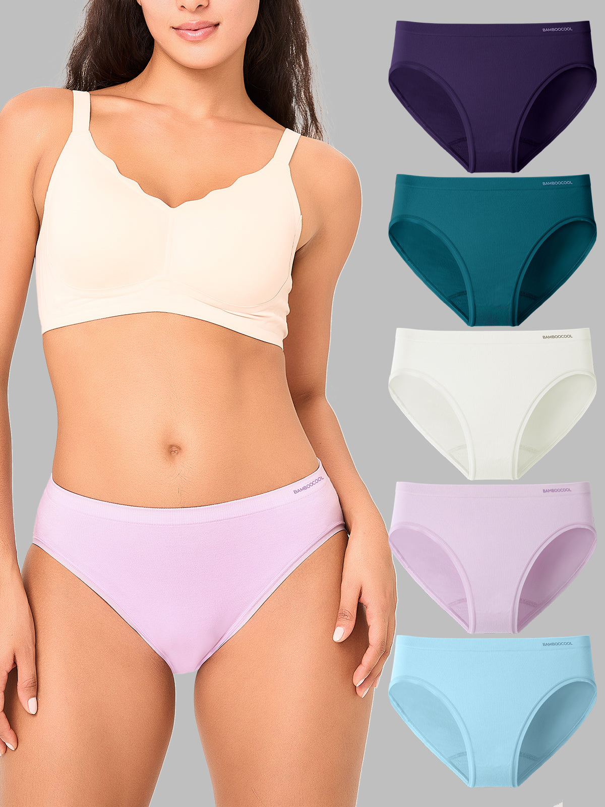 Breathable Seamless Women’s Briefs High-cut Leg 5 Pack