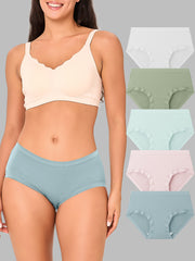 Moisture-wicking Women’s Mid-Waist Full-Coverage Briefs 5 Pack