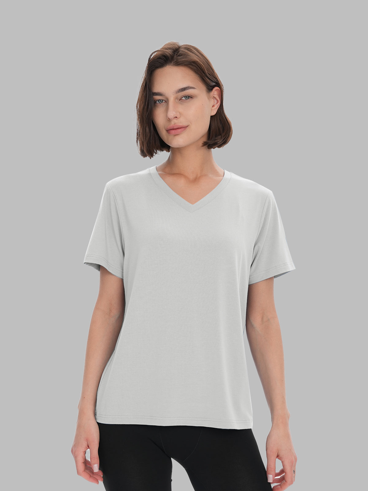 Women's Classic V Neck Tee Short Sleeve Fitted Top