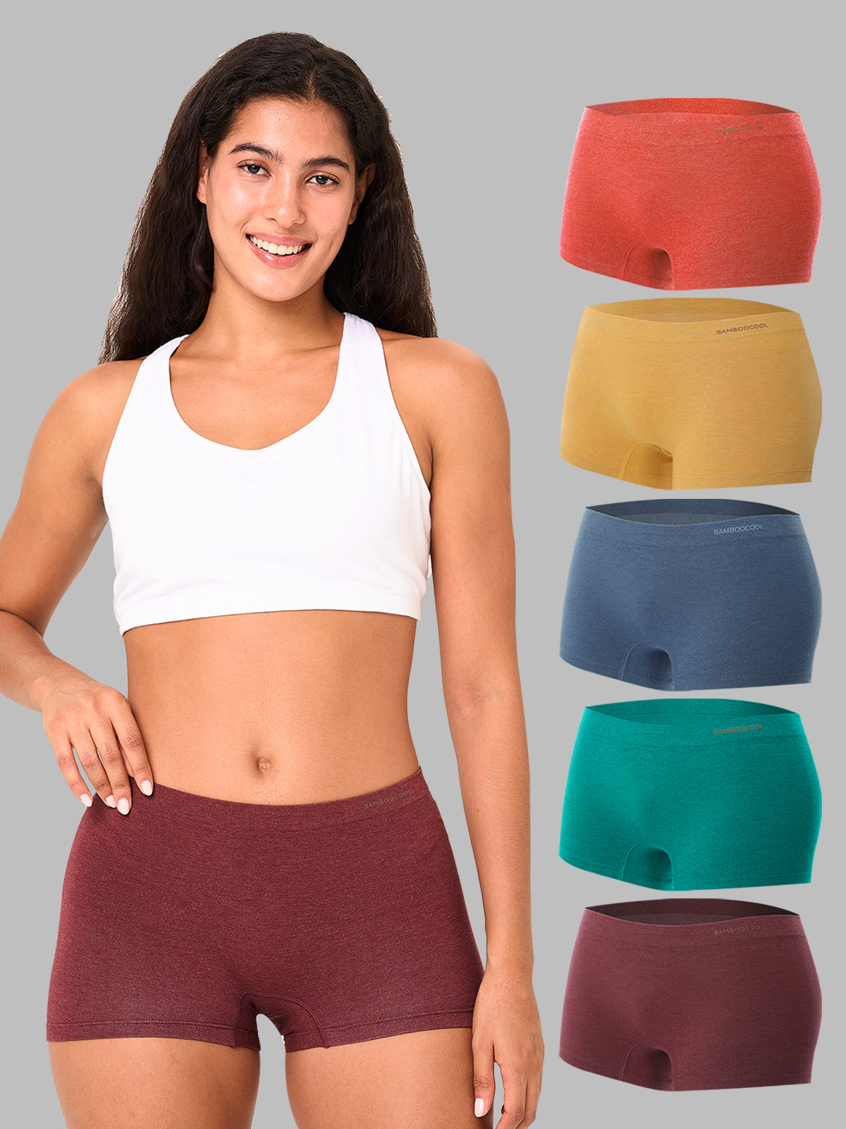 Seamless Stretch Women’s Boyshort Briefs Moisture-Wicking 5 Pack