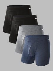 Ultra Breathable Men’s Boxer Briefs No Ride-Up with fly 4 pack