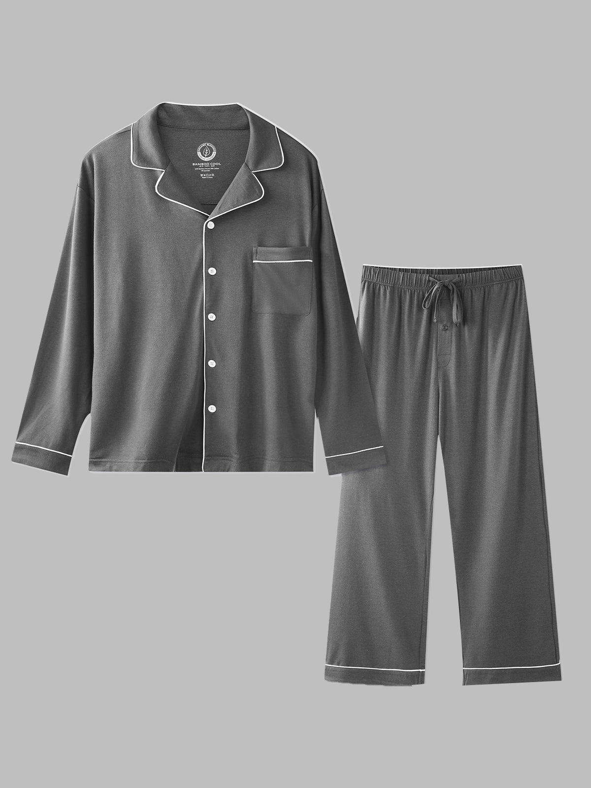 Soft Long-Sleeve Men’s Pajama Set with Pockets 2 Pcs